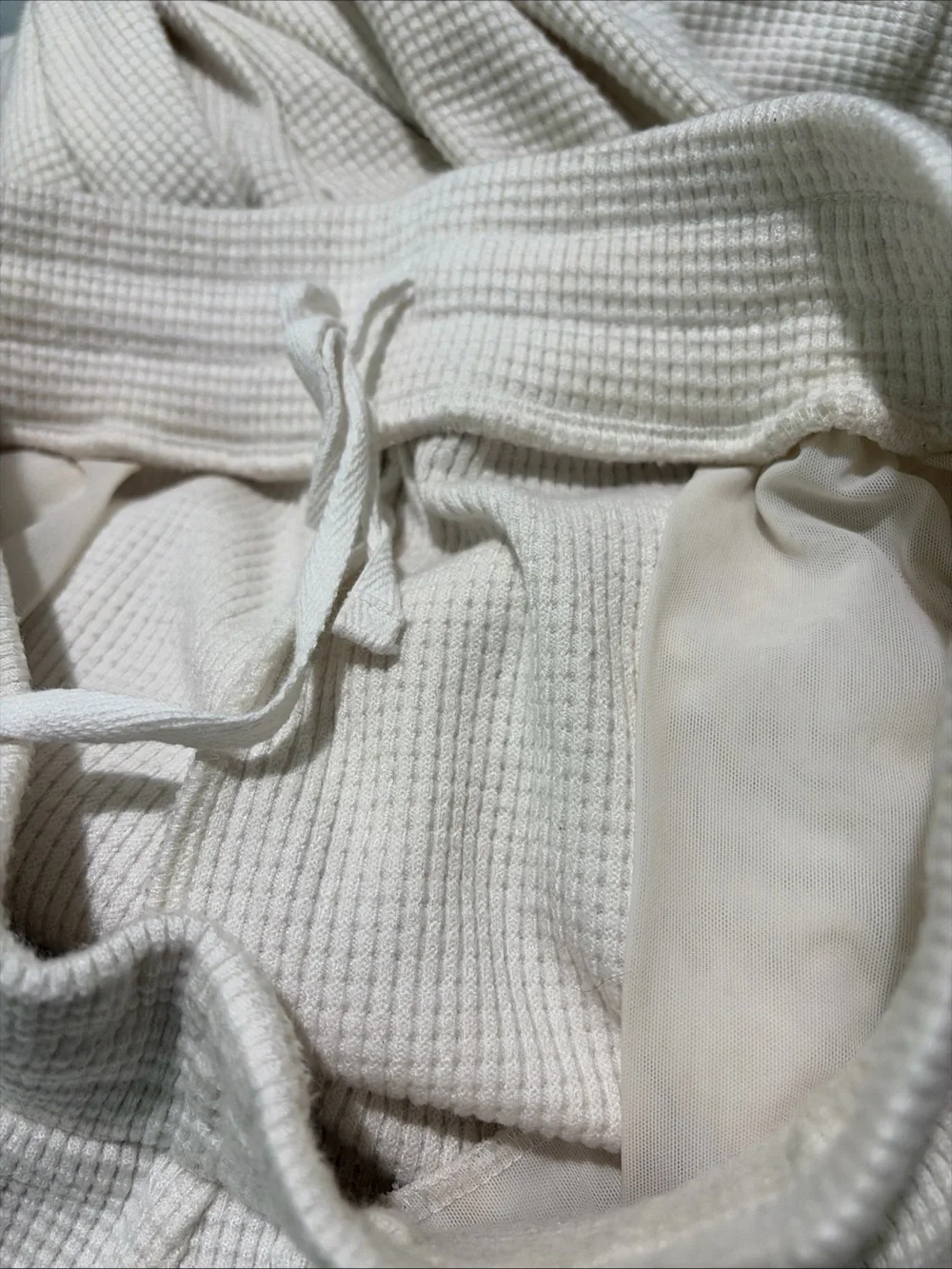 ALO Yoga Women's M Waffle Weekend Escape Joggers Ivory Sweatpants - Picture 6 of 6